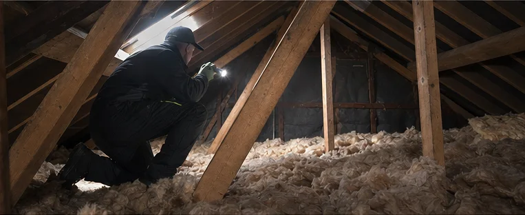 Pest technician inspecting a loft for signs of activity